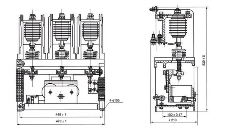 Ckg4-400 12kv AC High Voltage Coil 220VAC No Nc 400A Vacuum Contactor